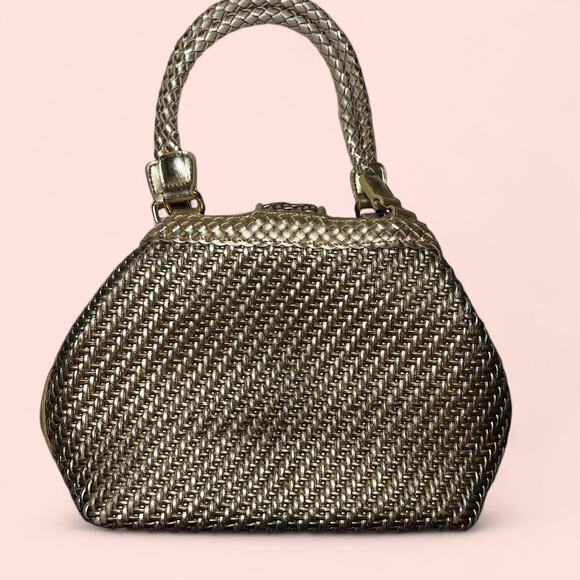 Vtg gold woven leather shoulder bag - Picture 6 of 6